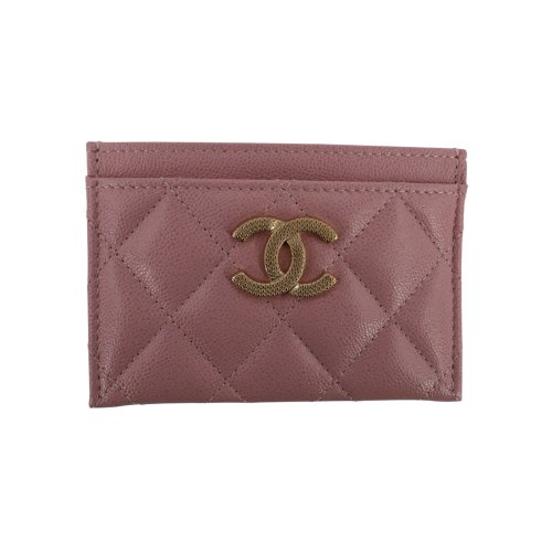 Chanel Kartenetui Kalbsleder Rosa GHW Chanel Chanel