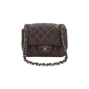 Chanel Mini Square Flap Bag Lambskin Grey SHW Chanel Chanel 19