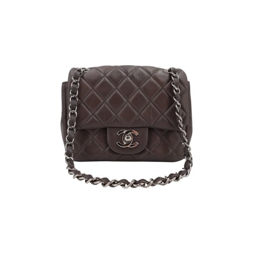 Chanel Mini Square Flap Bag Lammleder Grau SHW Chanel Chanel