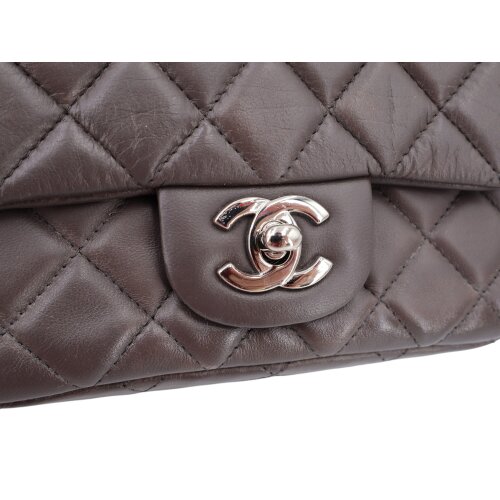 Chanel Mini Square Flap Bag Lambskin Grey SHW Chanel Chanel 12