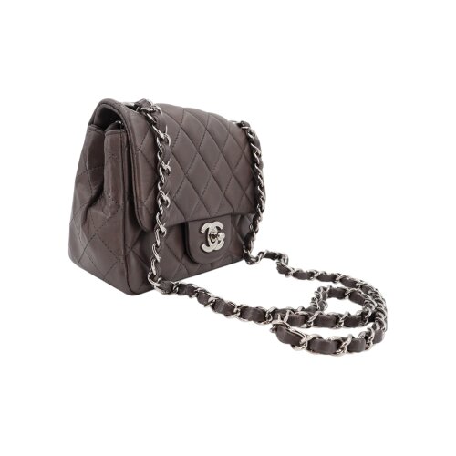 Chanel Mini Square Flap Bag Lambskin Grey SHW Chanel Chanel 8